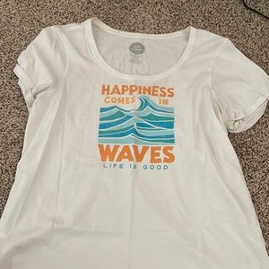 Scoop neck life is good tee